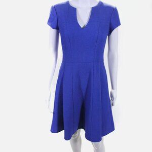 Nanette Lepore Womens Back Zip Short Sleeve V Neck Swing Dress Purple Size 2
